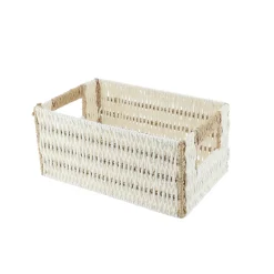 PANIERE PAPIER BICOLORE 26X17.5X12CM BLANC NATUREL