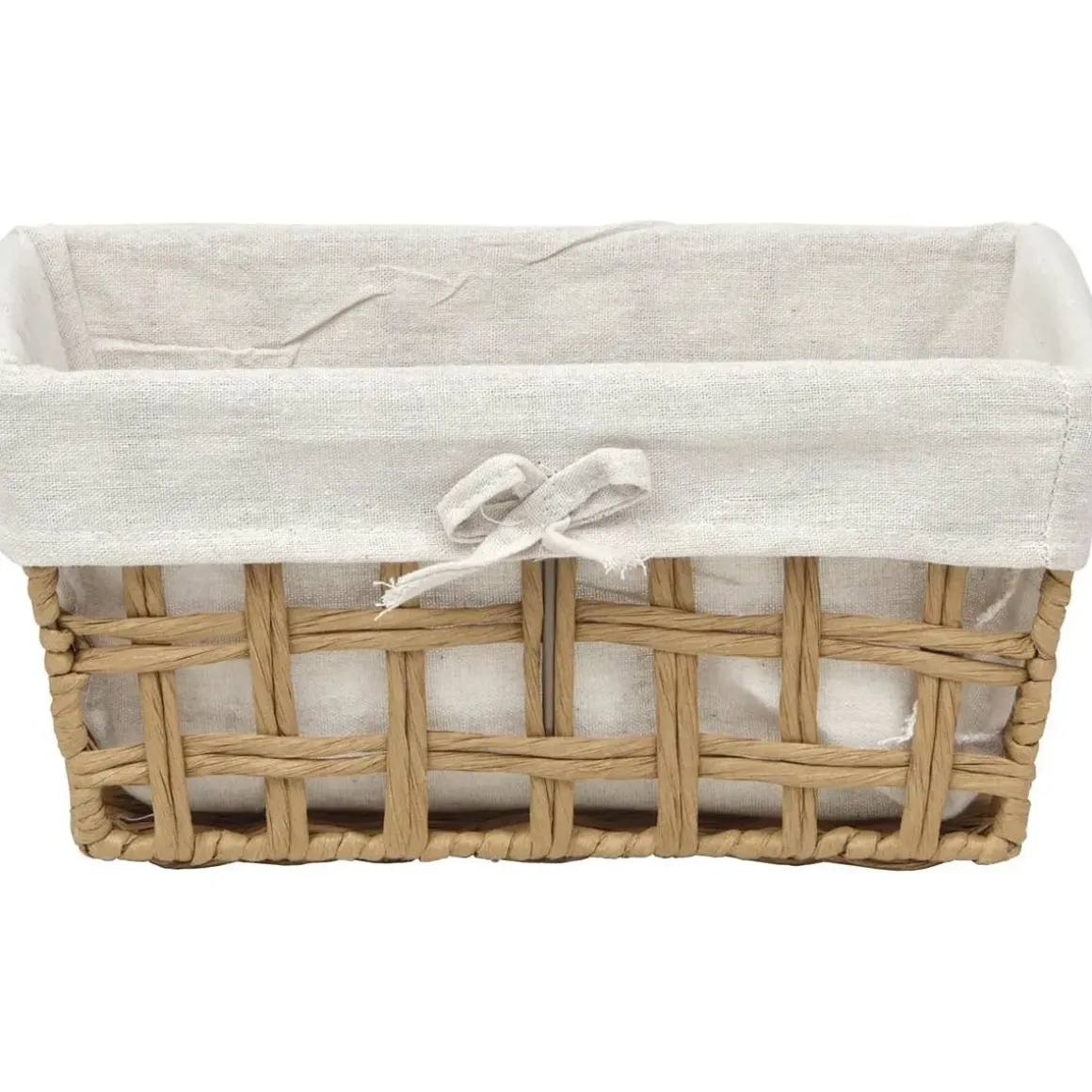 PANIERE PAPIER TRESSE RECTANGLE 32X24X15CM NATUREL TISSU LIN
