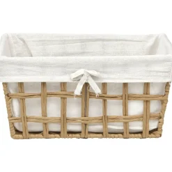 PANIERE PAPIER TRESSE RECTANGLE 35X28X17CM NATUREL TISSU LIN