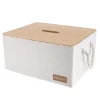 PANIERE RECTANGLE EN POLY COUV BAMBOU 35X28X17.5CM BLANC