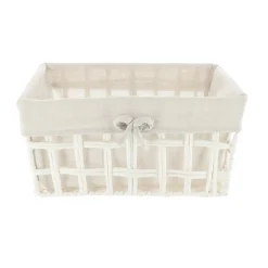 PANIERE RECTANGLE EVASEE 35X28X17CM BLANC LIN