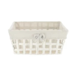 PANIERE RECTANGLE EVASEE 32X24X15CM BLANC LIN