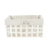PANIERE RECTANGLE 30X15X16CM BLANC TISSU LIN