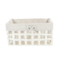 PANIERE RECTANGLE 30X15X16CM BLANC TISSU LIN