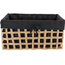 PANIERE RECTANGLE 40X23X19CM NATUREL TISSU NOIR