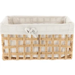 PANIERE RECTANGLE 40X23X19CM NATUREL TISSU LIN