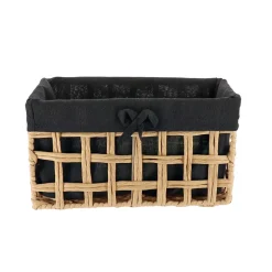PANIERE RECTANGLE 30X15X16CM NATUREL TISSU NOIR