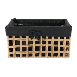 PANIERE RECTANGLE 35X20X18CM NATUREL TISSU NOIR