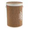 PANIERE RONDE BAMBOU AVEC COUV 42X58CM NATUREL ET BLANC