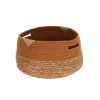 PANIERE RONDE COTON ET JONC DE MER 30X20CM NAT ET CAMEL