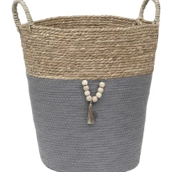 PANIERE RONDE GRAND MODELE D.45X40CM NATUREL GRIS