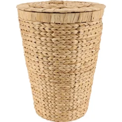 PANIERE RONDE JACINTHE COUVERCLE 40X54CM NATUREL