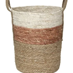 PANIERE RONDE MATIERE VEGETALE D.43X37CM CORAIL NATUREL