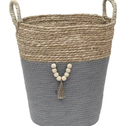 PANIERE RONDE MOYEN MODELE D.38X35CM NATUREL GRIS