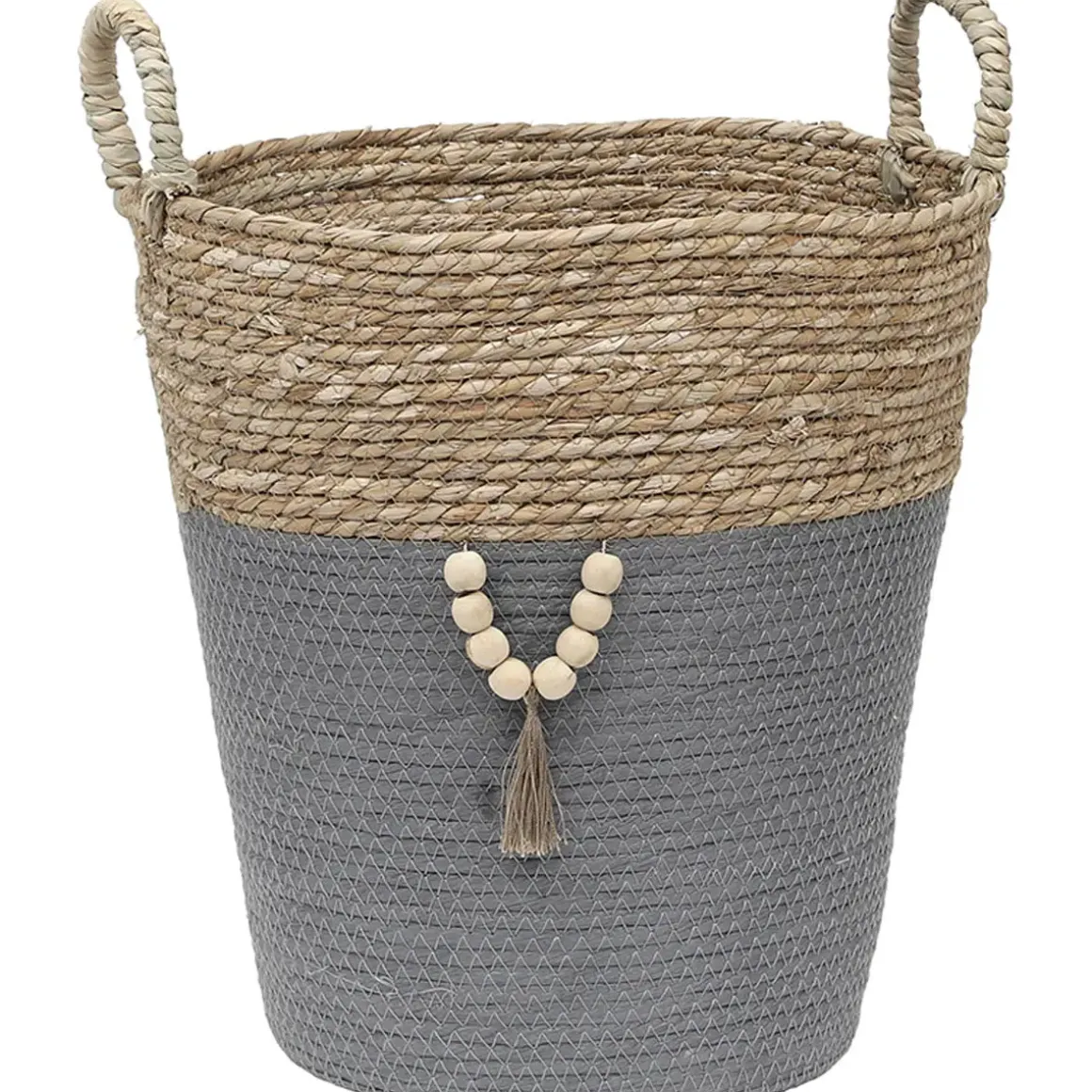 PANIERE RONDE MOYEN MODELE D.38X35CM NATUREL GRIS