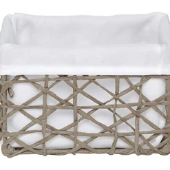 PANIER MM PAPIER TAUPE TISSU BLANC