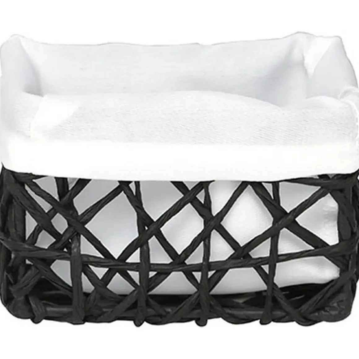 PANIER PM PAPIER NOIR TISSU BLANC