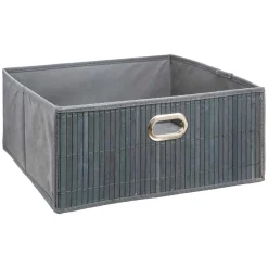 PANIER RANGEMENT BAMBOU GRIS D.31X15CM
