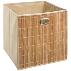 PANIER RANGEMENT BAMBOU NATUREL D.31X31CM