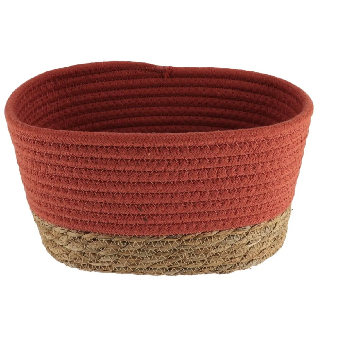 PANIER RECTANGLE COTON TERRACOTTA NATUREL 19X11X10CM
