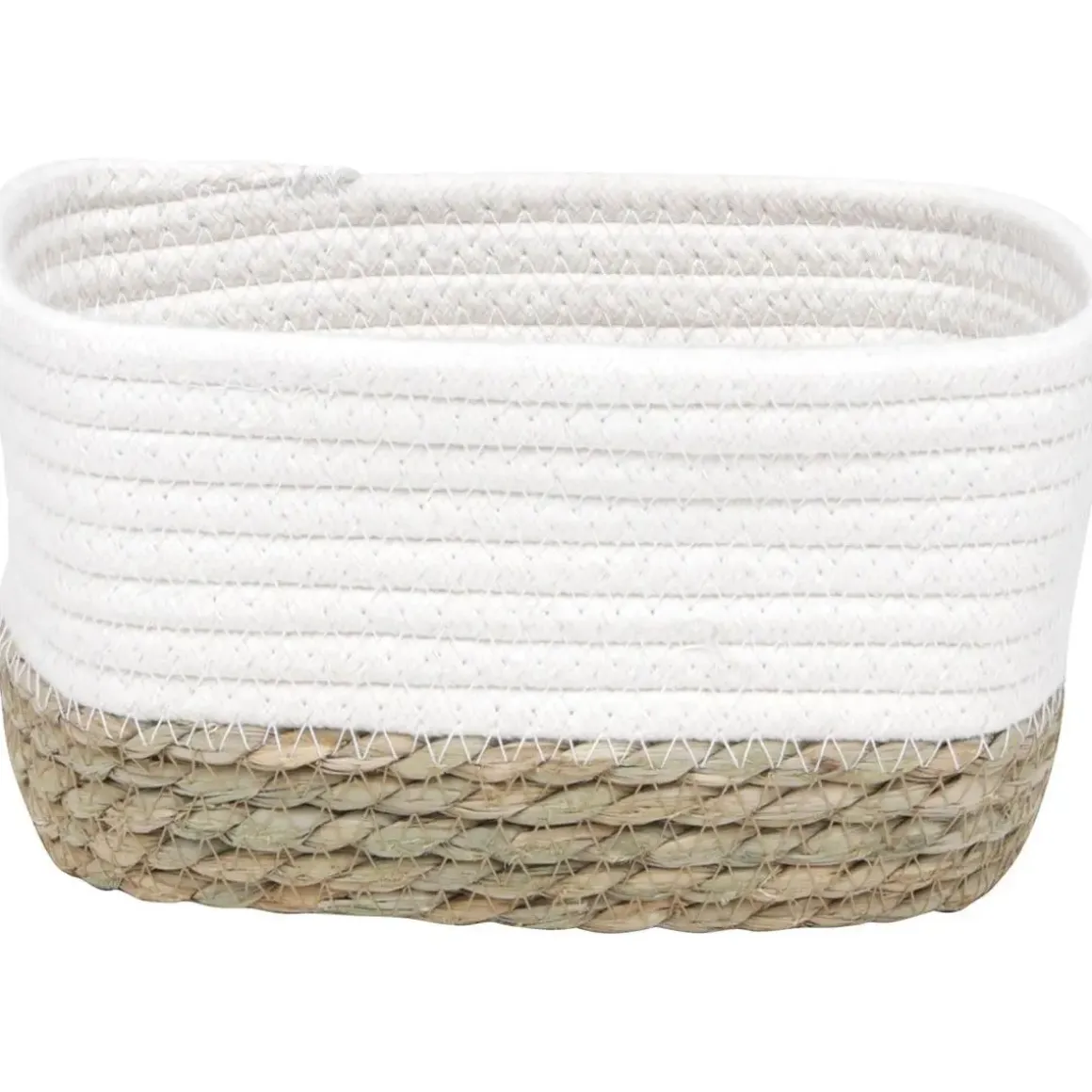 PANIER RECTANGLE COTON VEGETALE 21X13X12CM BLANC NATUREL