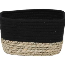 PANIER RECTANGLE COTON VEGETALE 23X15X13.5CM NOIR NATUREL