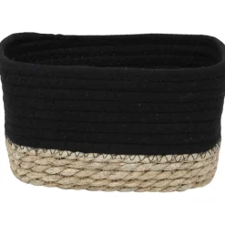 PANIER RECTANGLE COTON VEGETALE 21X13X12CM NOIR NATUREL