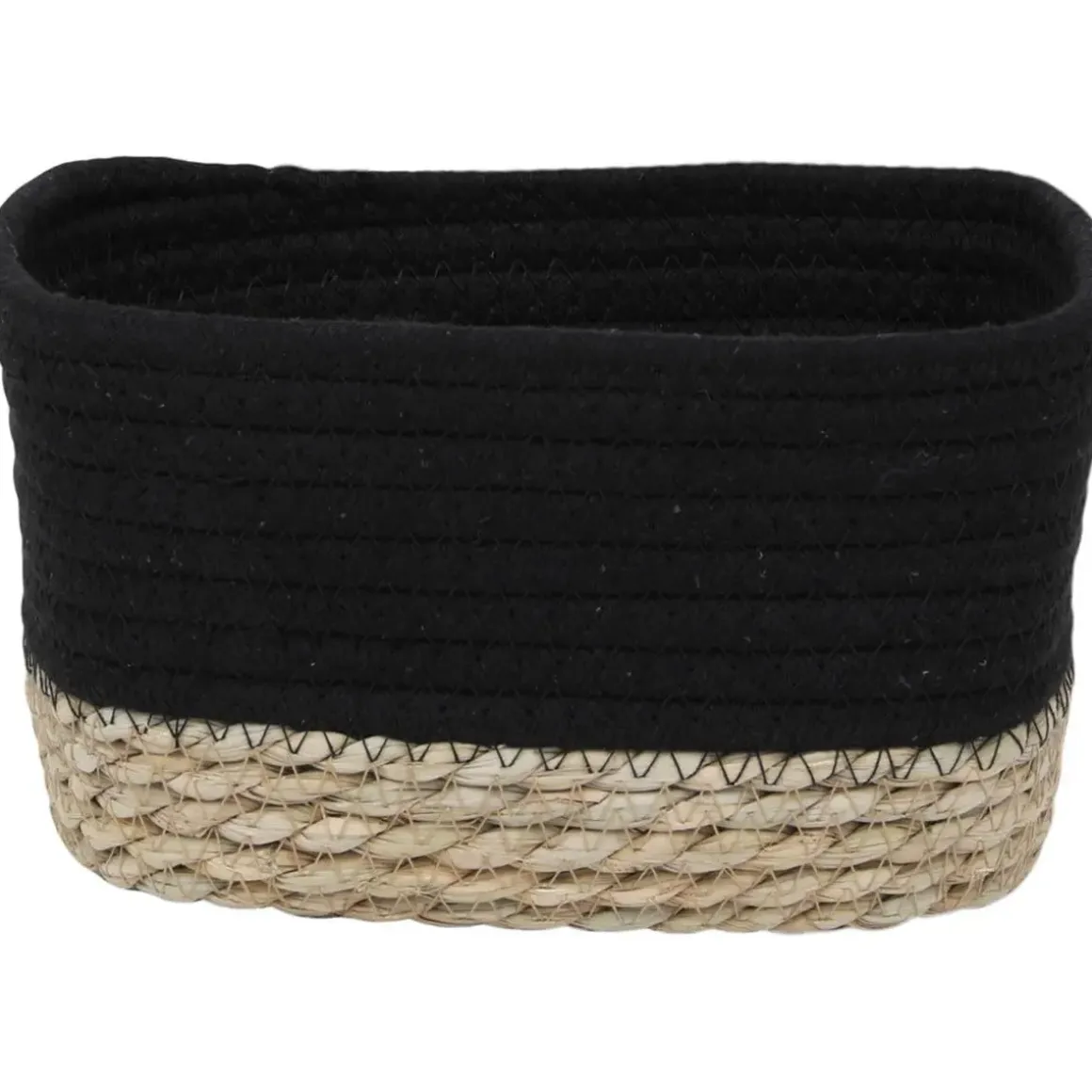 PANIER RECTANGLE COTON VEGETALE 21X13X12CM NOIR NATUREL