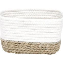 PANIER RECTANGLE COTON VEGETALE 23X15X13.5CM BLANC NATUREL