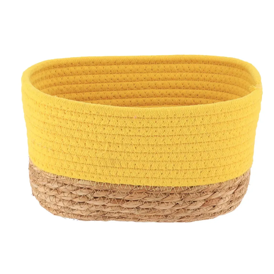 PANIER RECTANGLE COTON VEGETALE 23X15X13.5CM JAUNE NATUREL