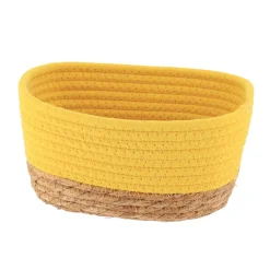 PANIER RECTANGLE COTON VEGETALE 21X13X12CM JAUNE NATUREL