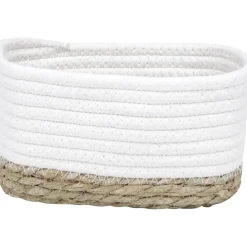 PANIER RECTANGLE COTON VEGETALE 19X11X10CM BLANC NATUREL