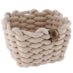 PANIER RECTANGLE FACON CORDE 17X17X13CM BEIGE