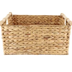 PANIER RECTANGLE JACINTHE POIGNEES BOIS 43X32X20CM NATUREL