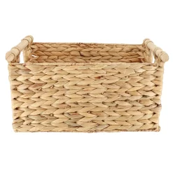 PANIER RECTANGLE JACINTHE POIGNEES BOIS 36X28X18CM NATUREL
