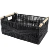 PANIER RECTANGLE PAPIER POIGNEE BOIS 44X31X17CM NOIR