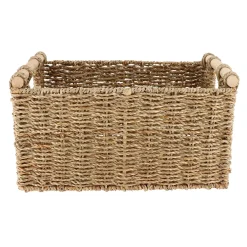 PANIER RECTANGLE VEGETALE POIGNEES BOIS 36X28X18CM NATUREL