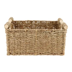 PANIER RECTANGLE VEGETALE POIGNEES BOIS 32X22X15CM NATUREL