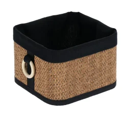 PANIER RECTANGULAIRE BAMBOU 20X20X13.5CM NATUREL ET NOIR