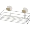 PANIER RECTANGULAIRE METAL 2 VENTOUSES   2 DECO   GALET GRIS