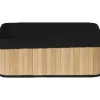 PANIER RECTANGULAIRE 38X26X14.5CM BAMBOU TISSU LIN NOIR