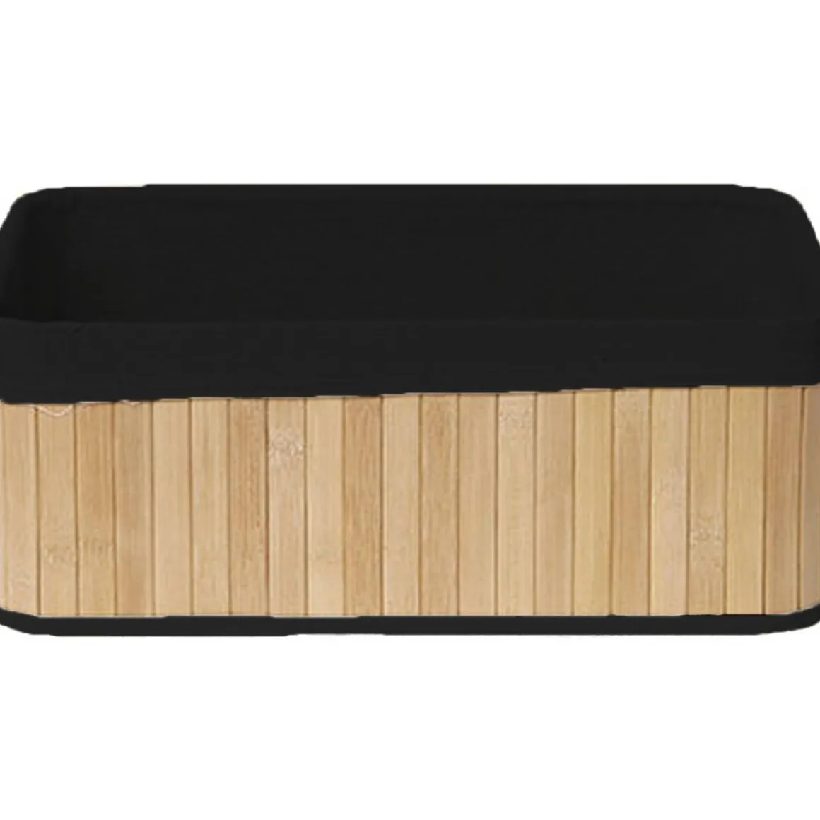 PANIER RECTANGULAIRE 38X26X14.5CM BAMBOU TISSU LIN NOIR