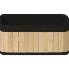 PANIER RECTANGULAIRE 25X15X11CM BAMBOU TISSU LIN NOIR