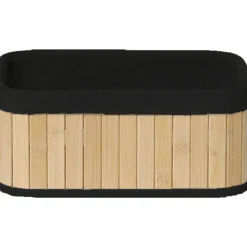 PANIER RECTANGULAIRE 25X15X11CM BAMBOU TISSU LIN NOIR