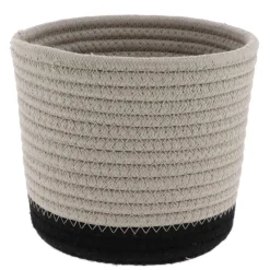 PANIER ROND COTON FICELLE NOIR D.17X14CM