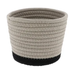 PANIER ROND COTON FICELLE NOIR D.15X12CM