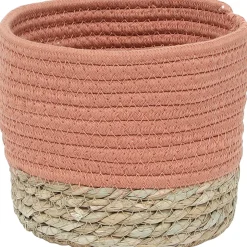 PANIER ROND COTON MATIERE VEGETALE ORANGE NATUREL D.17X14CM