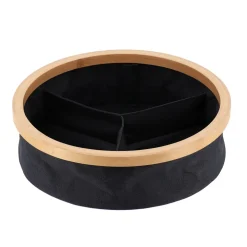 PANIER ROND PLIABLE 3 COMPARTIMENTS BAMBOU NOIR