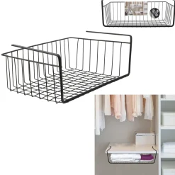 PANIER SUSPENDU METAL FILAIRE NOIR 40X14X26CM