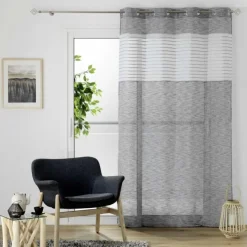 PANNEAU A OEILLETS 140 X 240CM RAYE SICILIA  ANTHRACITE